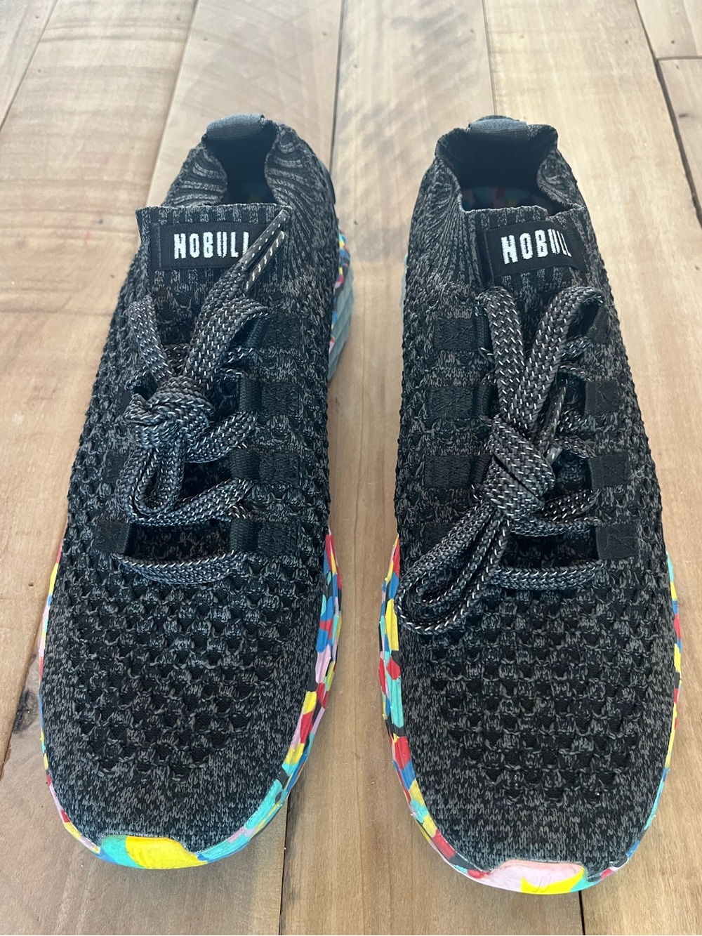 NOBULL Diamond Knit Runner Gray with multi color sole Size Men 9.5/ Women 11